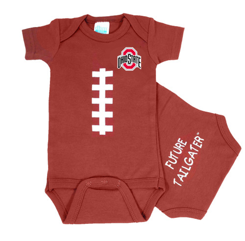 Ohio State Buckeyes Officially Licensed 100% Cotton Brown FT Baby Football Bodysuit