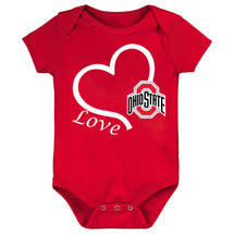 Future Tailgater Ohio State Buckeyes Officially Licensed 100% Cotton Lap Shoulder Short Sleeve Love Heart Bodysuit