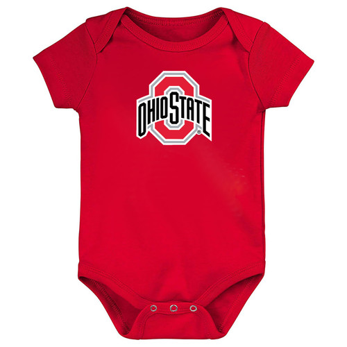 Future Tailgater Ohio State Buckeyes Officially Licensed 100% Cotton Lap Shoulder Short Sleeve LOGO Bodysuit 