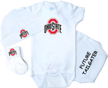 Ohio State Buckeyes Officially Licensed 100% Cotton 3 Piece Baby Clothing Set