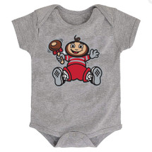 Future Tailgater Ohio State Buckeyes Officially Licensed 100% Cotton Lap Shoulder Short Sleeve Baby Brutus Bodysuit  - Gray