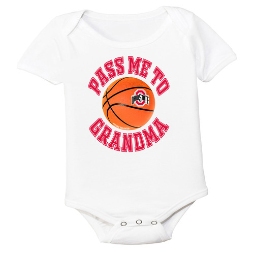 Future Tailgater Ohio State Buckeyes Officially Licensed 100% Cotton Pass Me to GrandMA BASKETBALL Baby Bodysuit