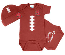 NC State Wolfpack Baby Football Bodysuit and Cap Set