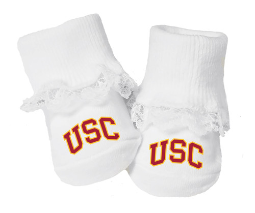 USC Trojans Baby Toe Booties with Lace