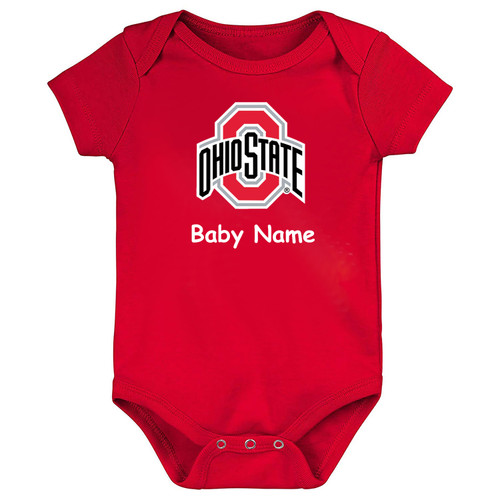 Ohio State Buckeyes Officially Licensed 100% Cotton Personalized LOGO Baby Bodysuit