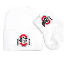 Ohio State Buckeyes Officially Licensed Newborn Knit Cap and Socks Baby Set