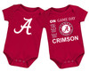 Alabama Crimson Tide Officially Licensed 100% Cotton LOGO Bodysuit and On Game Day Bodysuit - 2 Pack