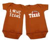 Texas 100% Cotton LOGO Bodysuit and Chalk Art Bodysuit - 2 Pack