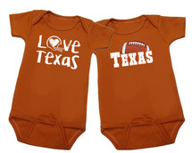 Texas 100% Cotton LOGO Bodysuit and Chalk Art Bodysuit - 2 Pack