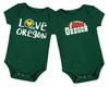 Cotton  Chalk Art Bodysuit and  LOGO Bodysuit for Oregon Football Fans - 2 Pack