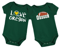 Cotton  Chalk Art Bodysuit and  LOGO Bodysuit for Oregon Football Fans - 2 Pack