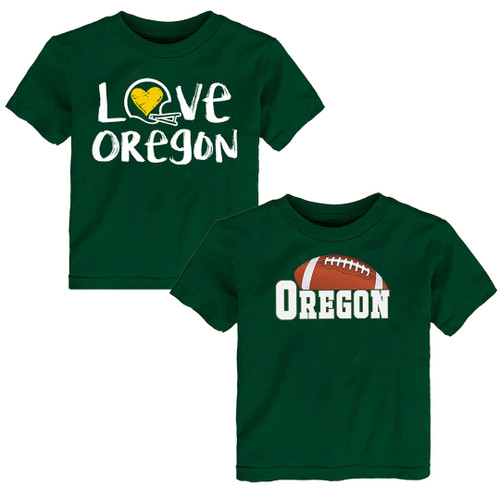 Cotton Chalk Art T-Shirt and LOGO T-Shirt for Oregon Football Fans - 2 Pack