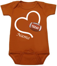 Football Love Heart Personalized Baby Bodysuit for Texas Fans