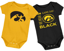 Iowa Hawkeyes Officially Licensed Baby LOGO and On Game Day Bodysuits - 2 Pack