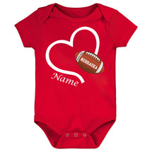Nebraska Loves Football Heart Baby Bodysuit