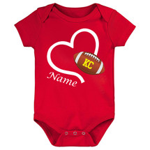 Football Love Heart Personalized Baby Bodysuit for Kansas City fans
