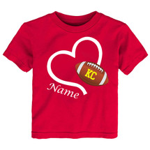 Football Love Heart Personalized Baby/Toddler T-Shirt for Kansas City Fans