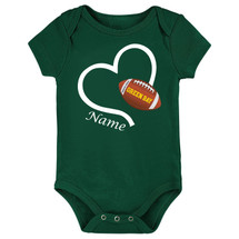 Football Love Heart Personalized Baby Bodysuit for Green Bay Fans
