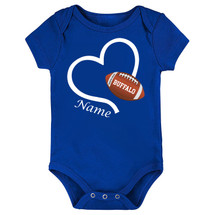 Personalized Football Love Heart Baby Bodysuit for Buffalo Fans