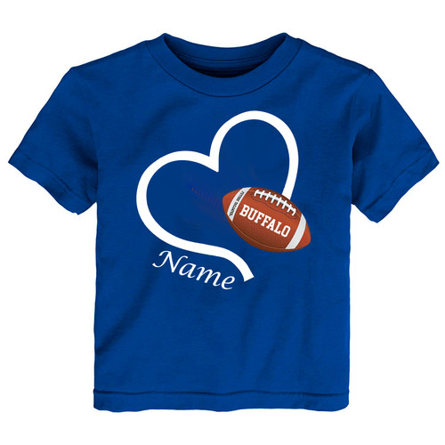 Personalized Football Love Heart Baby/Toddler T-Shirt for Buffalo Fans