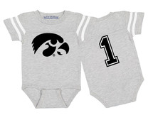 Iowa Hawkeyes Football Jersey Bodysuit  - Gray
