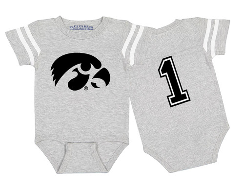 Iowa Hawkeyes Football Jersey Bodysuit  - Gray