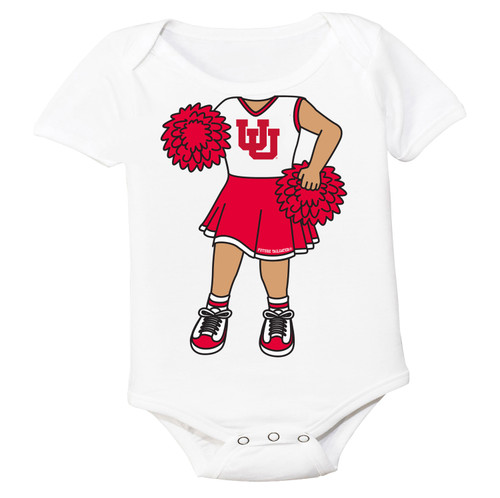Utah Utes Officially Licensed 100% Cotton Heads Up! Cheerleader Baby Bodysuit