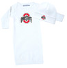 Ohio State Buckeyes Officially Licensed Baby Layette Gown and Beanie Cap- White