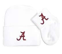 Alabama Crimson Tide Newborn Baby Knit Cap and Socks Set