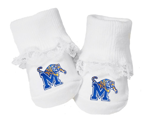 Memphis Tigers Baby Toe Booties with Lace