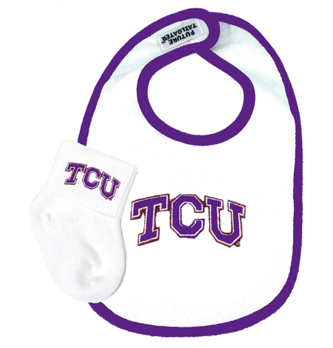 Texas Christian TCU Horned Frogs Baby Bib and Socks Set