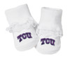 Texas Christian TCU Horned Frogs Baby Toe Booties with Lace