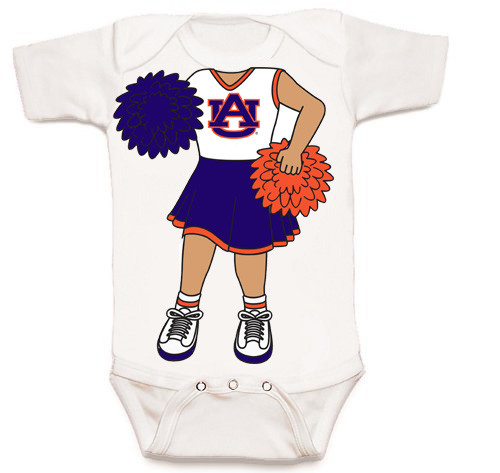 Auburn Tigers Heads Up! Cheerleader Baby Onesie