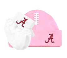 Alabama Crimson Tide Football Cap and Socks with Lace Baby Set