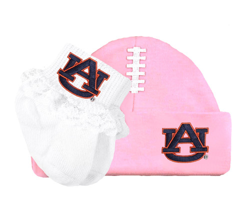 Auburn Tigers Baby Football Cap and Socks with Lace Set