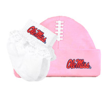 Mississippi Ole Miss Rebels Football Cap and Socks with Lace Baby Set