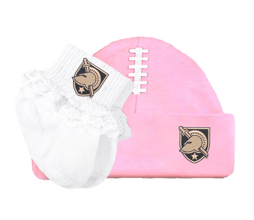 Army Black Knights Football Cap and Socks with Lace Baby Set