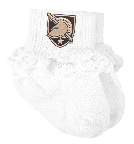 Army Black Knights Baby Sock Booties with Lace