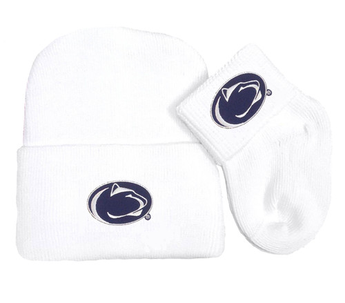 Penn State Nittany Lions Newborn Baby Knit Cap and Socks Set
