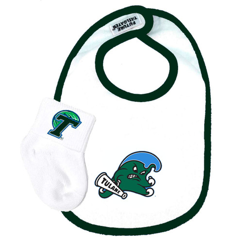 Tulane Green Wave Bib and Socks Baby Set
