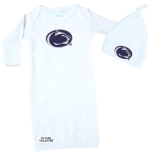 Penn State Nittany Lions Baby Layette Gown and Knotted Cap Set