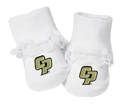 Cal Poly Mustangs Baby Toe Booties with Lace