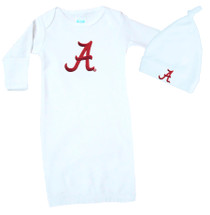 Alabama Crimson Tide Baby Layette Gown and Knotted Cap Set