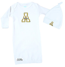 Appalachian State Mountaineers Baby Layette Gown and Knotted Cap Set