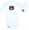 Auburn Tigers Baby Layette Gown and Knotted Cap Set