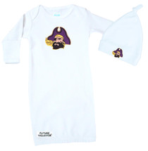 East Carolina Pirates Baby Layette Gown and Knotted Cap Set