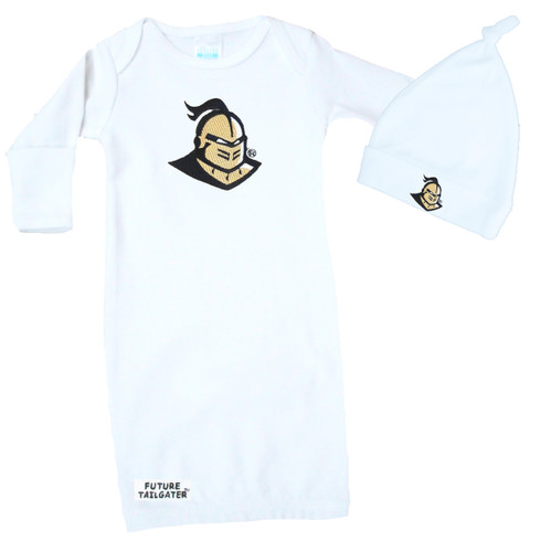 UCF Knights Baby Layette Gown and Knotted Cap Set