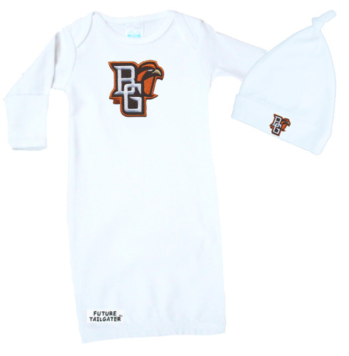 Bowling Green St. Falcons Baby Layette Gown and Knotted Cap Set