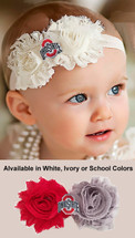 Ohio State Buckeyes Baby/ Toddler Shabby Flower Bow Headband
