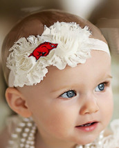 Arkansas Razorbacks Baby/ Toddler Shabby Flower Hair Bow Headband
